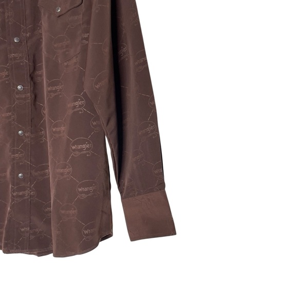 VTG Wrangler All Over Lasso Western Shirts Pearl Snap Mens M Brown Long Sleeve - Picture 4 of 8